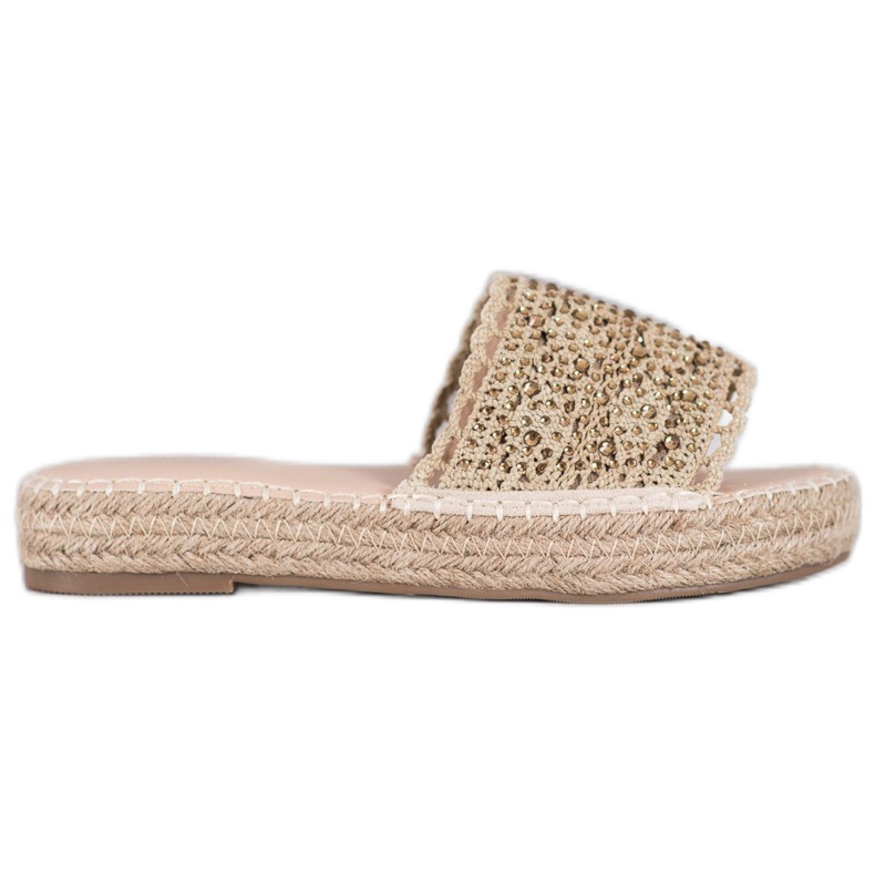 Small Swan Pantuflas con Cristales beige