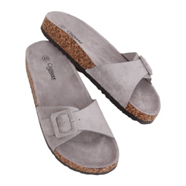 Gris G-5026 Pantuflas con suela de corcho gris