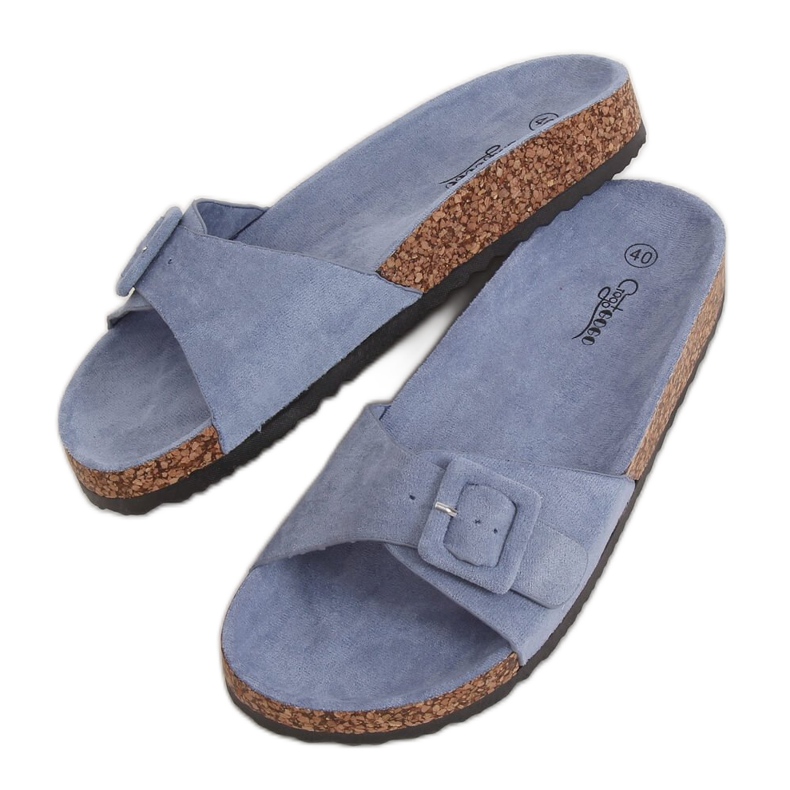 Azul G-5026 Pantuflas con suela de corcho azul Azul G-5026 Pantuflas con suela de corcho azul