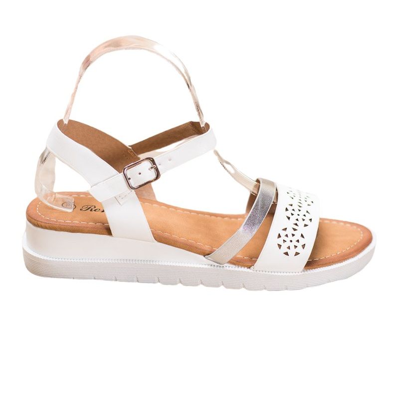 Renda Sandalias de cuña con cuero ecológico blanco Renda Sandalias de cuña con cuero ecológico blanco