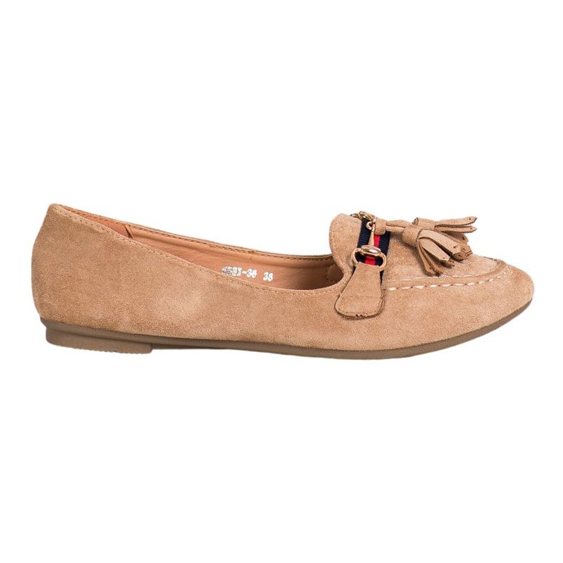 SHELOVET Mocasines beige con flecos