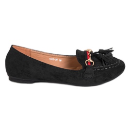 SHELOVET Mocasines negros con flecos