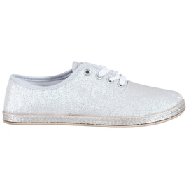 SHELOVET Zapatillas plateadas con purpurina gris
