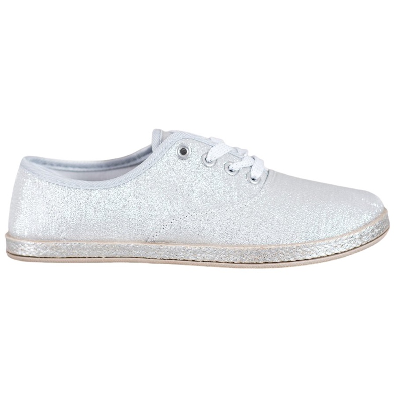 SHELOVET Zapatillas plateadas con purpurina gris