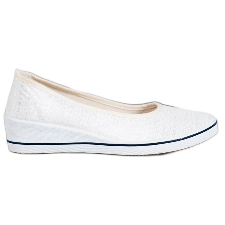 Comer Bailarina blanca en cuña blanco gris