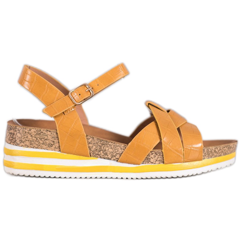 Comer Sandalias amarillas con cuero ecológico amarillo