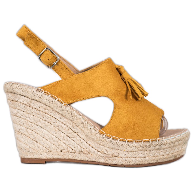 Small Swan Sandalias planas con flecos amarillo Small Swan Sandalias planas con flecos amarillo