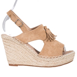 Small Swan Sandalias planas con flecos marrón Small Swan Sandalias planas con flecos marrón