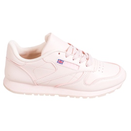 SHELOVET Zapatos atados en cuero ecológico rosado