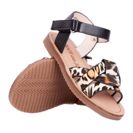 FRROCK Sandalias Infantiles Con Velcro Panterka Mimi marrón negro naranja