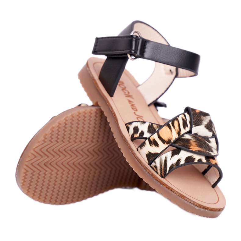 FRROCK Sandalias Infantiles Con Velcro Panterka Mimi marrón negro naranja