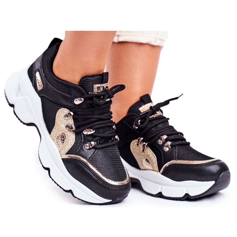 SEA Zapatos Deportivos Mujer Negro Dorado Beijing amarillo