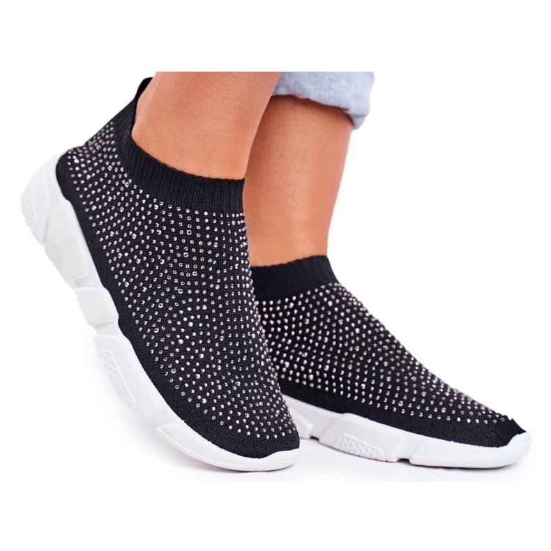PS1 Zapatos Deportivos Sin Cordones Para Mujer Negros con Zirconia Milodin PS1 Zapatos Deportivos Sin Cordones Para Mujer Negros con Zirconia Milodin