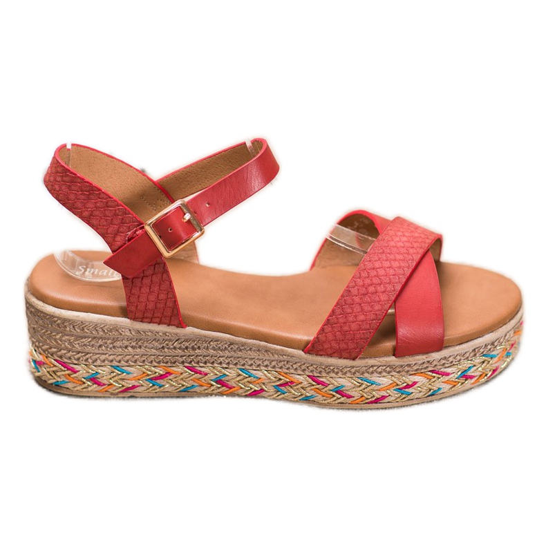 Small Swan Sandalias de moda con cuero ecológico rojo