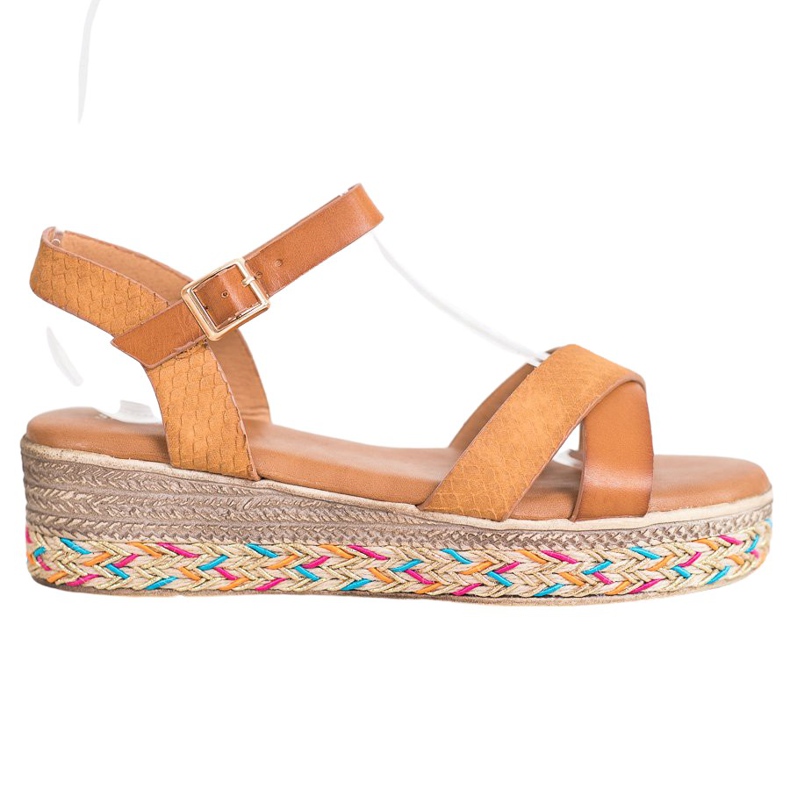 Small Swan Sandalias de moda con cuero ecológico marrón Small Swan Sandalias de moda con cuero ecológico marrón