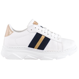 Weide Zapatillas en la plataforma blanco negro amarillo