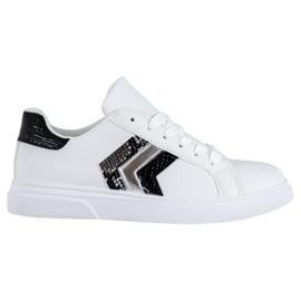 SHELOVET Zapatos de cuero ecológico de moda blanco negro gris