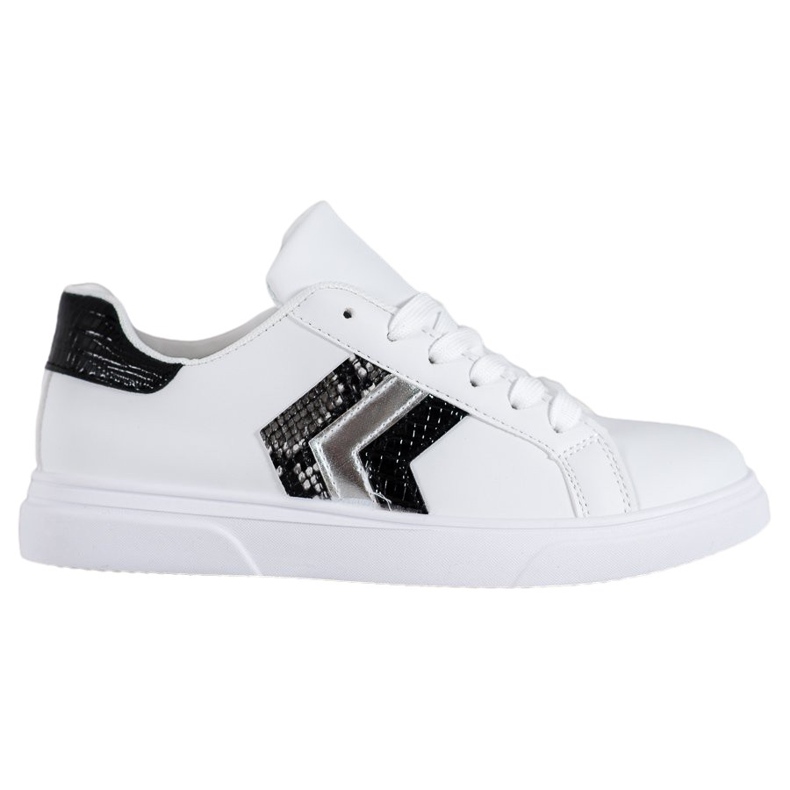 SHELOVET Zapatos de cuero ecológico de moda blanco negro gris