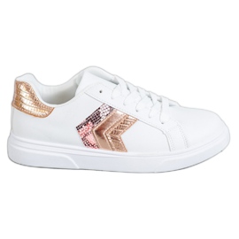 SHELOVET Zapatos de cuero ecológico de moda blanco amarillo