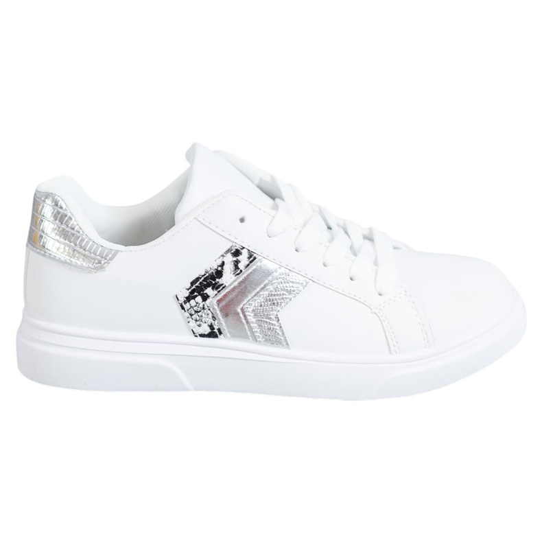 SHELOVET Zapatos de cuero ecológico de moda blanco gris