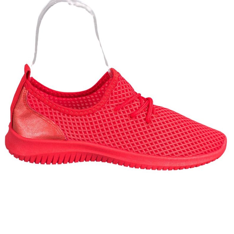 SHELOVET Zapatillas con cordones calados rojo