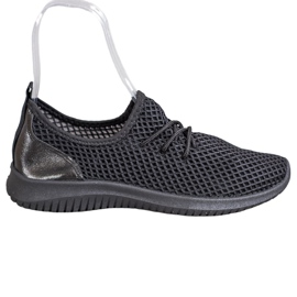 SHELOVET Zapatillas con cordones calados negro