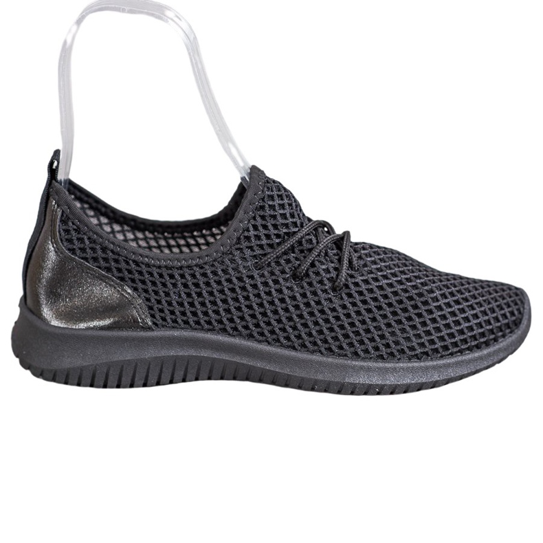 SHELOVET Zapatillas con cordones calados negro