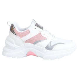 SHELOVET Zapatillas con estilo blanco rosa gris