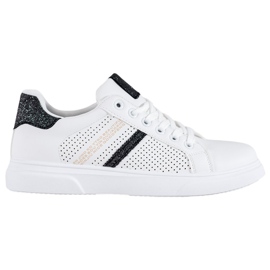 SHELOVET Zapatillas blancas caladas blanco negro