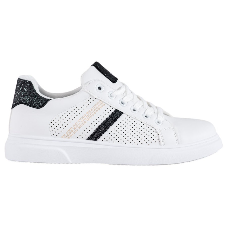 SHELOVET Zapatillas blancas caladas blanco negro