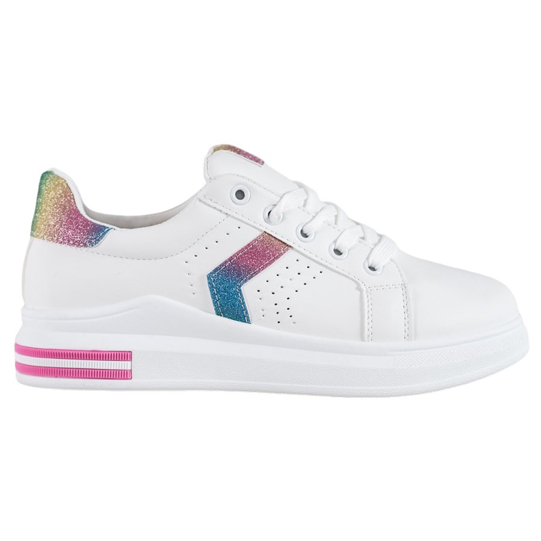 SHELOVET Zapatillas con aplicaciones de purpurina blanco multicolor