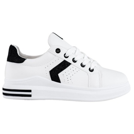 SHELOVET Zapatillas con aplicaciones de purpurina blanco negro