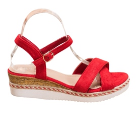 Small Swan Sandalias de cuña con purpurina rojo