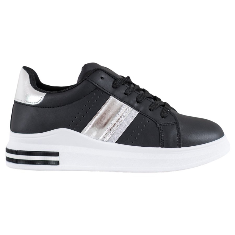 SHELOVET Zapatillas de cuero ecológico negro