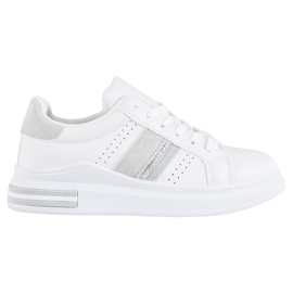 SHELOVET Zapatillas de cuero ecológico blanco