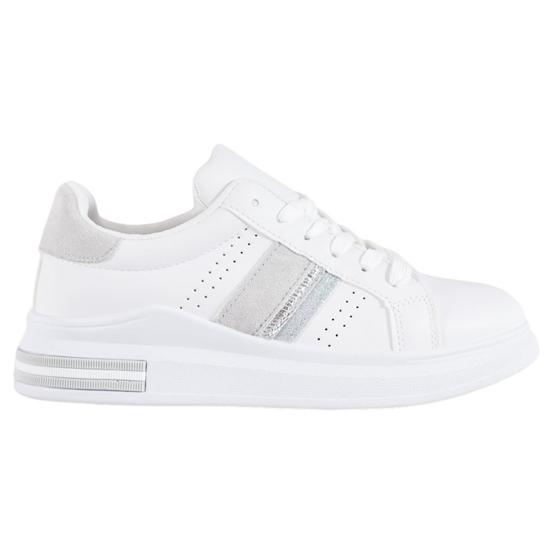 SHELOVET Zapatillas de cuero ecológico blanco