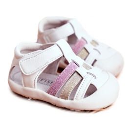 Apawwa Sandalias Infantiles con Velcro Glitter Blanco Ontario rosa dorado