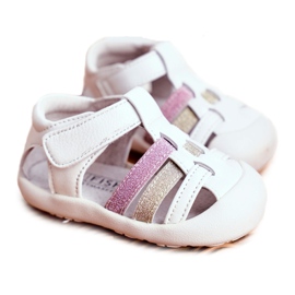 Apawwa Sandalias Infantiles con Velcro Glitter Blanco Ontario rosado dorado