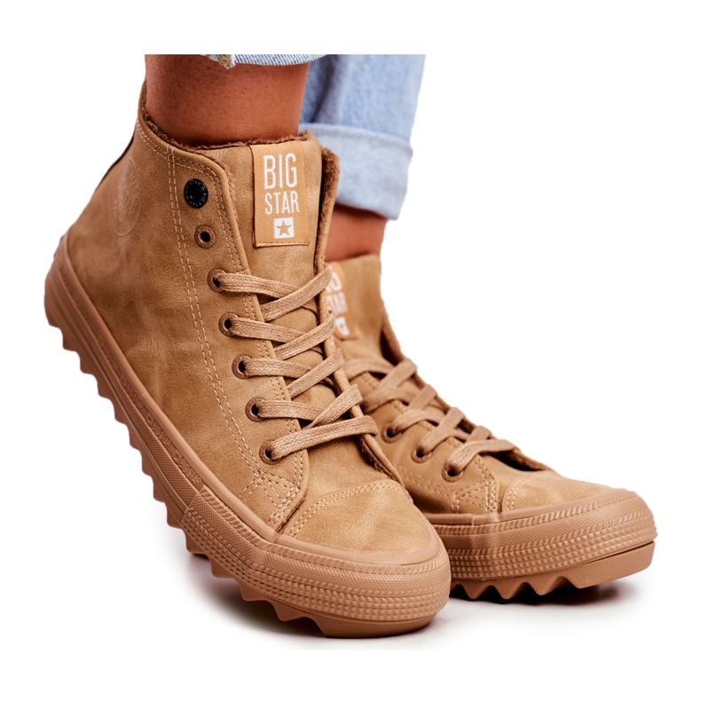 Zapatillas de mujer Big Star High Warm Camel GG274072 marrón