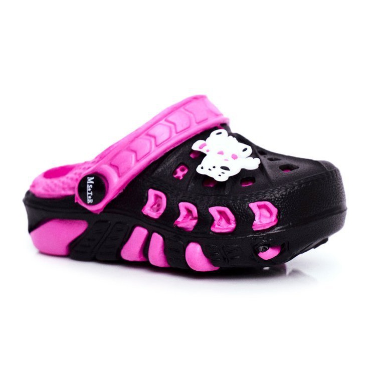 Pantuflas para Niños Foam Crocs Black Polar Bear Oddie negro rosado