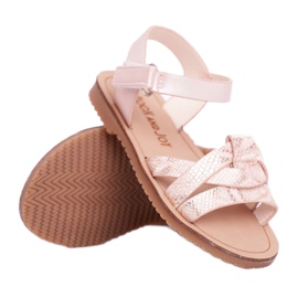 FRROCK Sandalias Infantiles Con Velcro Para Niña Rosa Lilo rosado amarillo