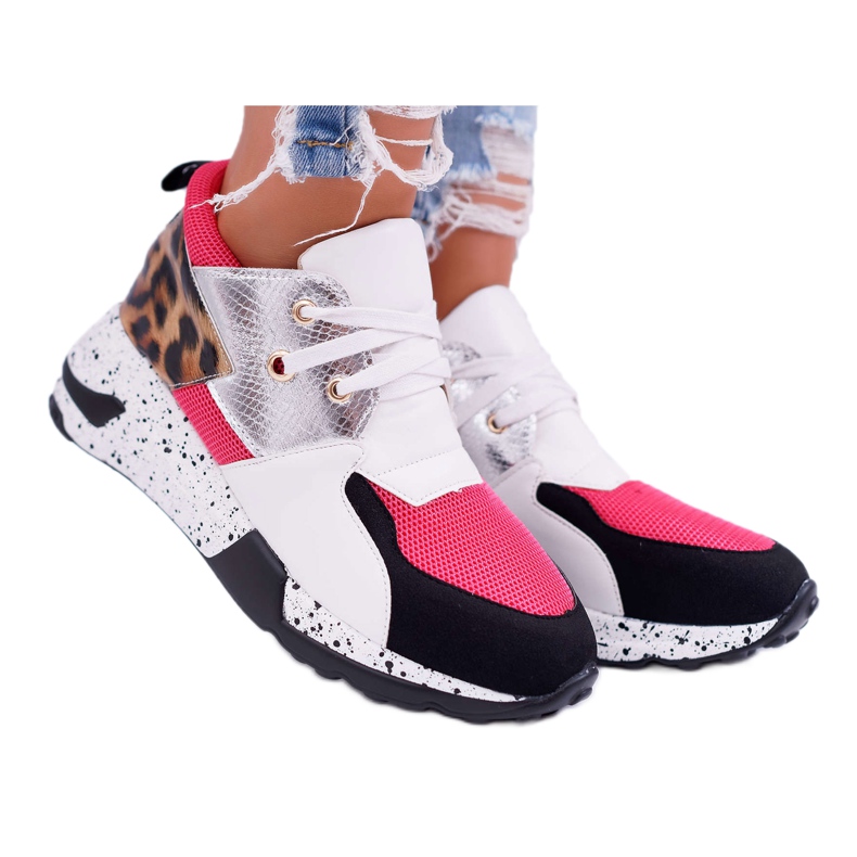 Zapatos Deportivos De Mujer Lu Boo Con Patrón De Leopardo Blanco Malibu negro rosado plata