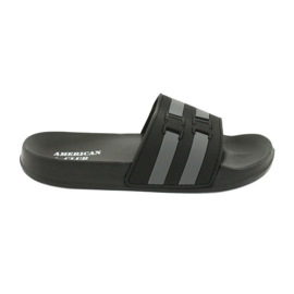 American Club Pantuflas de piscina de dos rayas American NH16 negro gris