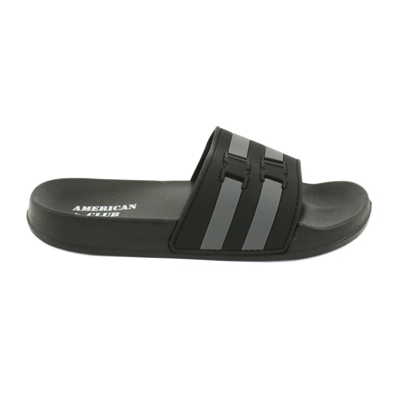 American Club Pantuflas de piscina de dos rayas American NH16 negro gris