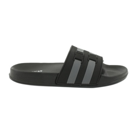 American Club Pantuflas de piscina de dos rayas para hombre American NH15 negro gris