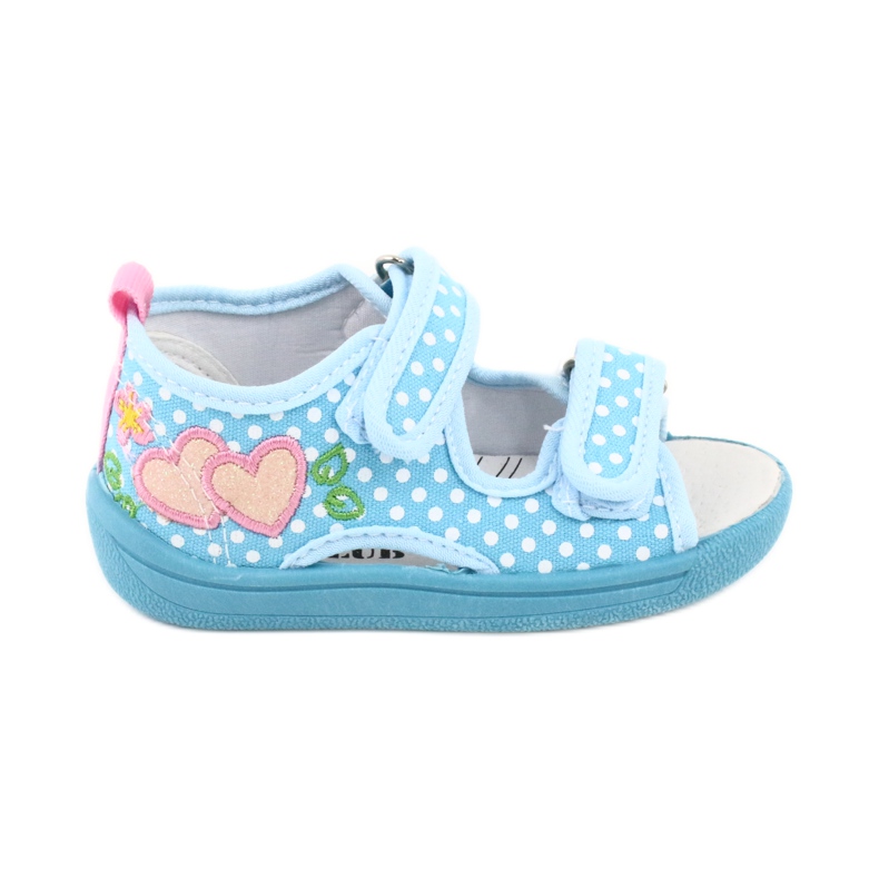 American Club Zapatos para niños zapatillas sandalias corazones American TEN20 blanco azul rosado
