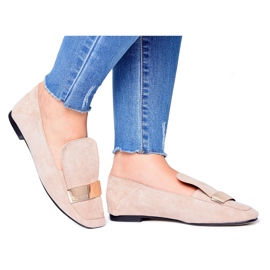 Mocasines de Mujer con Placa Golden Lords Beige Lu Boo Harlem