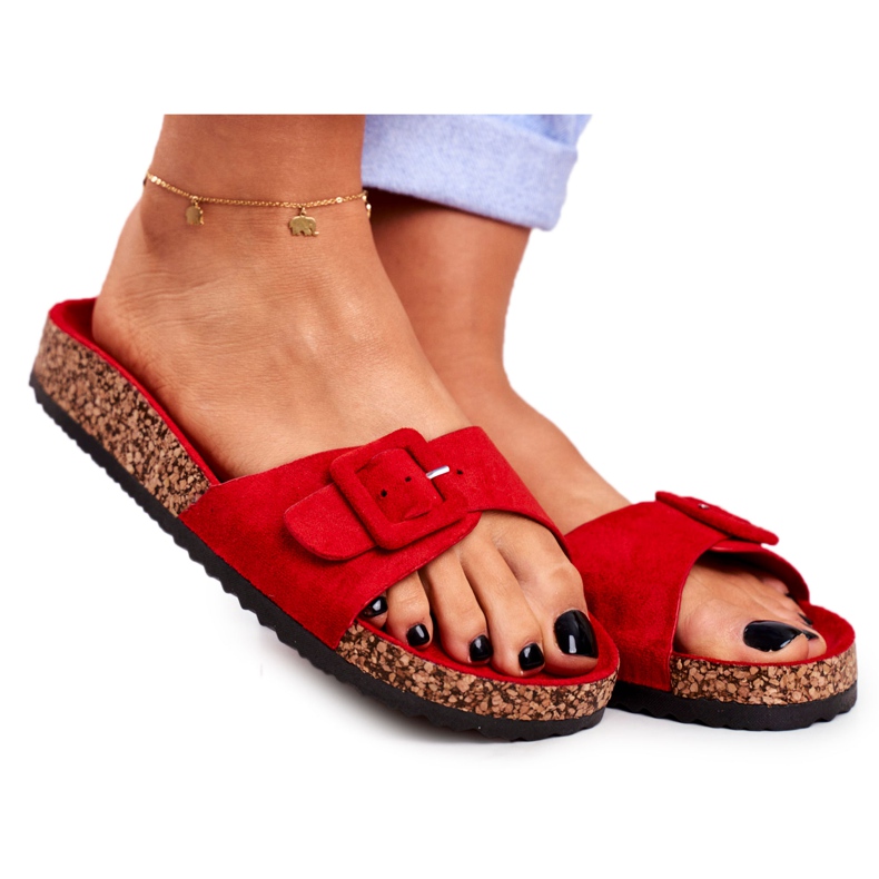 BUGO Pantuflas de Mujer Hebilla Roja Ajustable Rosaline rojo BUGO Pantuflas de Mujer Hebilla Roja Ajustable Rosaline rojo