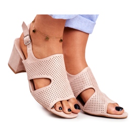 BUGO De Mujer Sandalias Con Tacón Calado Beige Valery
