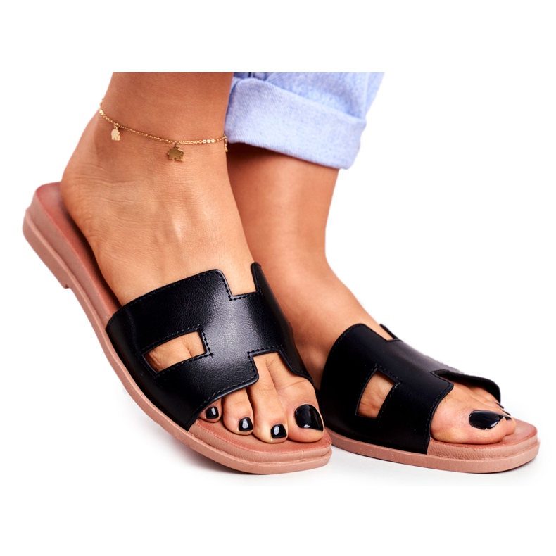 BUGO Pantuflas Theodora clásicas geométricas negras para mujer negro BUGO Pantuflas Theodora clásicas geométricas negras para mujer negro